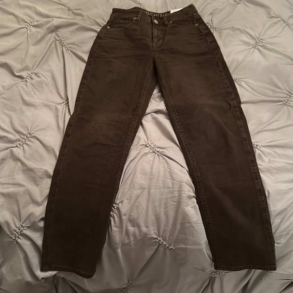 American Eagle Brown Corduroy Mom Straight Jean